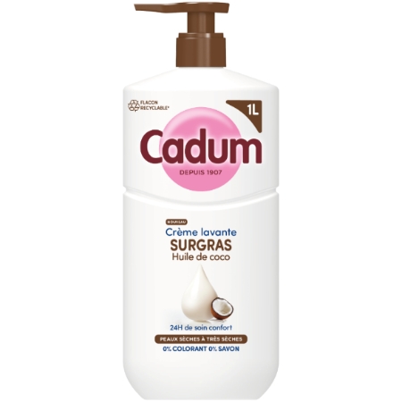 Crème Lavante Surgras à l'Huile de coco pour Peaux Sèches 1L - CADUM