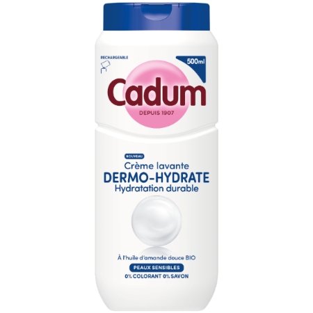 Crème Lavante Dermo-Hydrate à l'Huile d'Amande Douce Bio pour Peaux Sensibles 500ml - CADUM