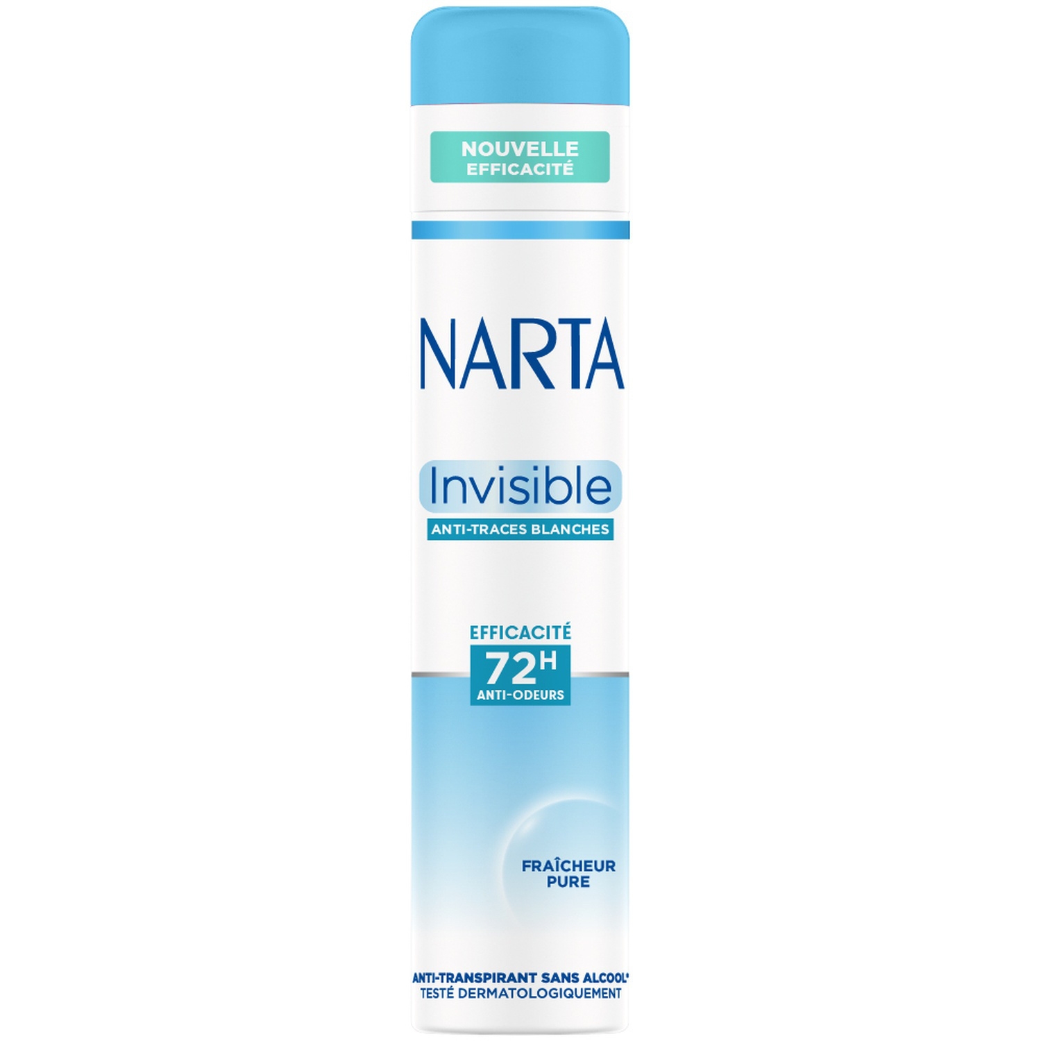 Déodorant Invisible Anti-Traces Blanches Efficacité 72H Anti-Odeurs Fraîcheur Pure 200ml - NARTA