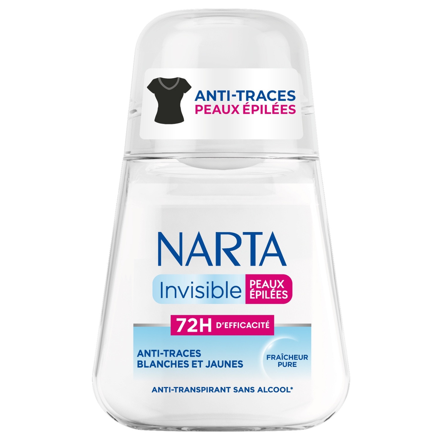 Déodorant Invisible peaux épilées 72 h, roll-on 50 ml - NARTA