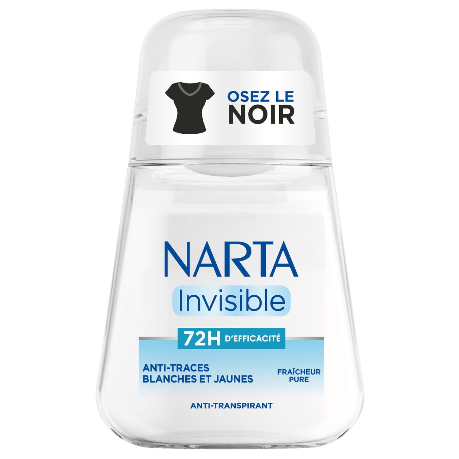 Déodorant Bille Invisible 72H Anti-Traces Blanches et Jaunes Fraîcheur Pure 50ml - NARTA