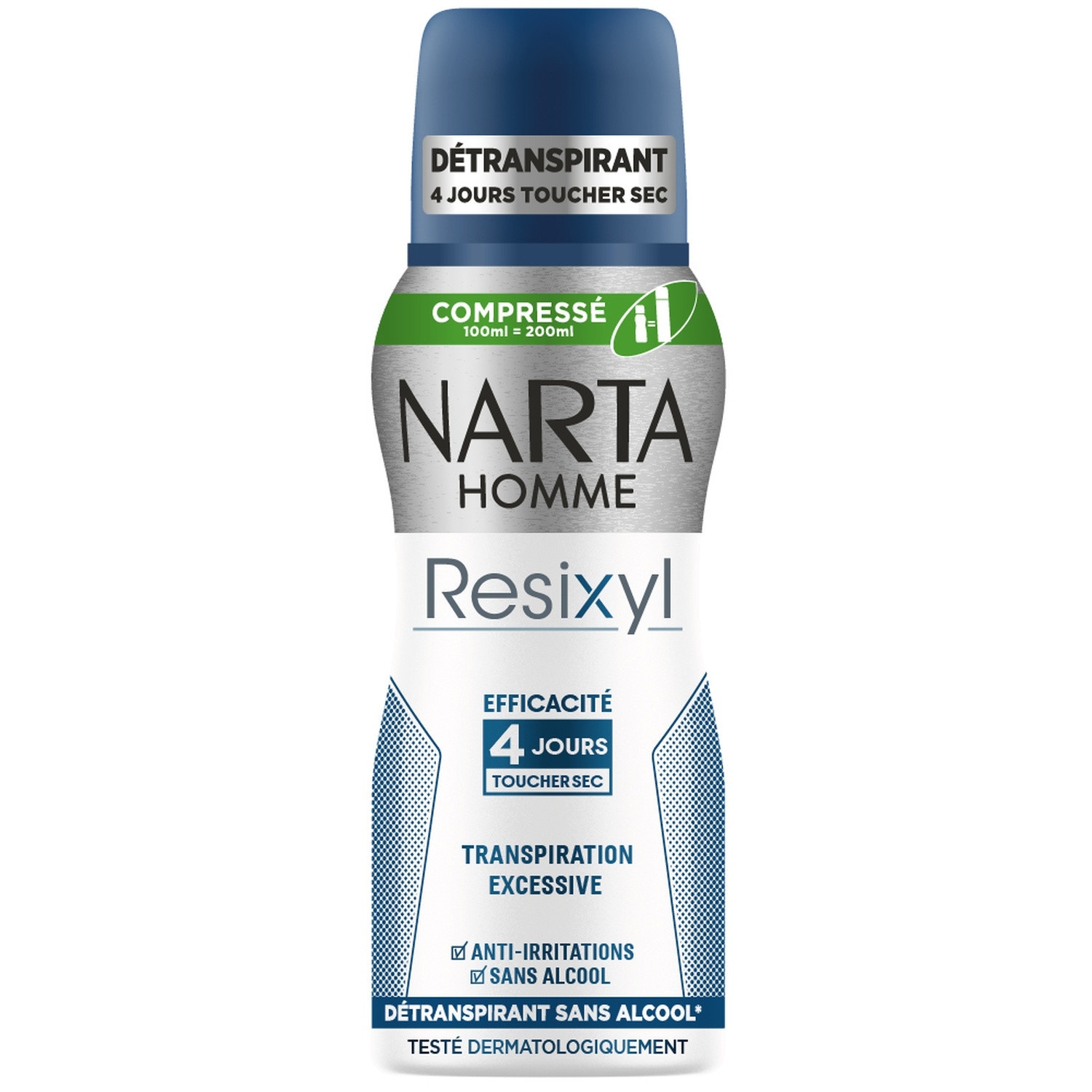 Détranspirant homme Resixyl transpiration excessive, aérosol compressé 100 ml - NARTA