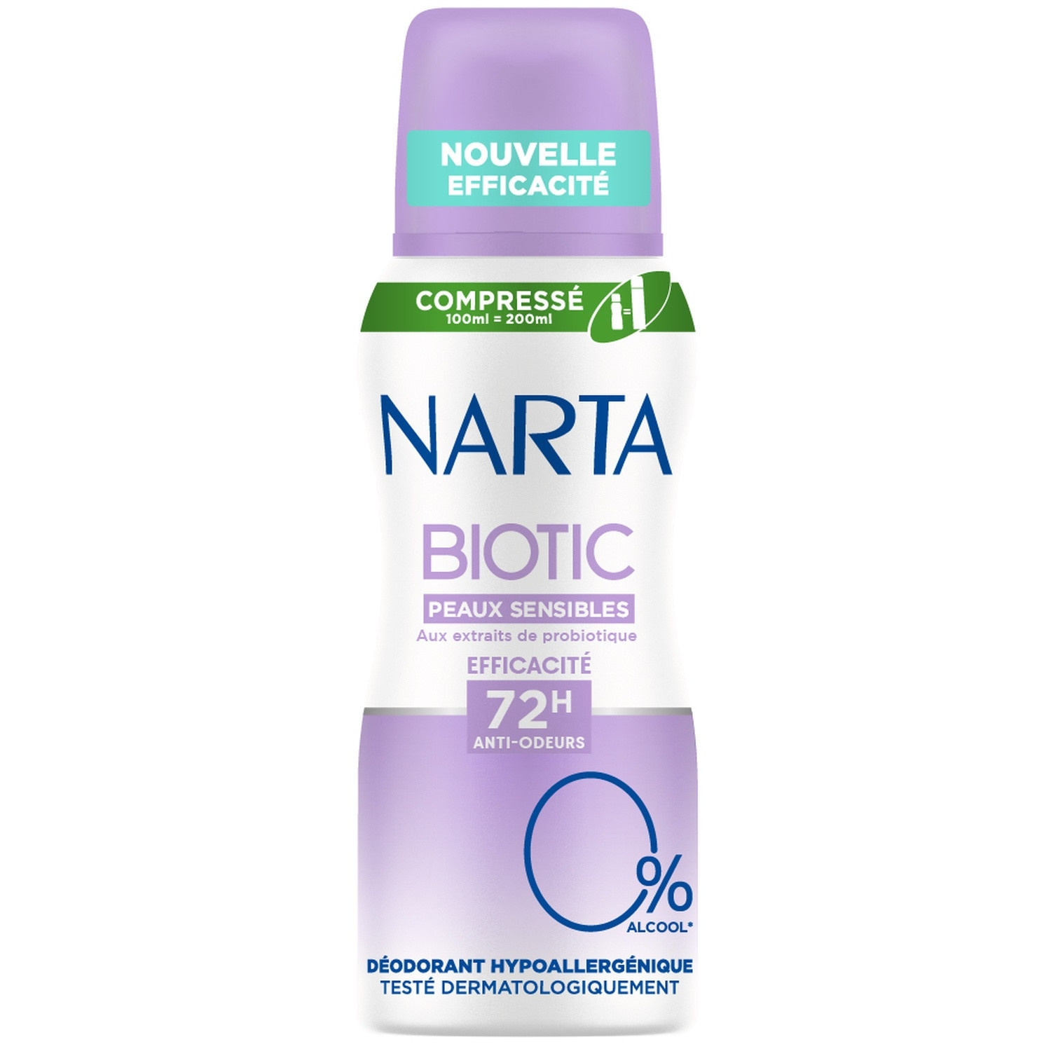 Déodorant Biotic peaux sensibles 72 h, aérosol compressé 100 ml - NARTA