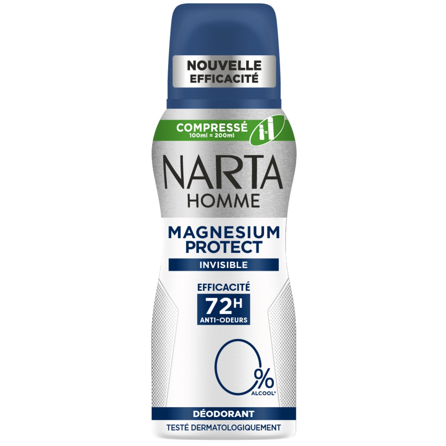 Déodorant homme Magnesium Protect Invisible 72 h, aérosol compressé 100 ml - NARTA