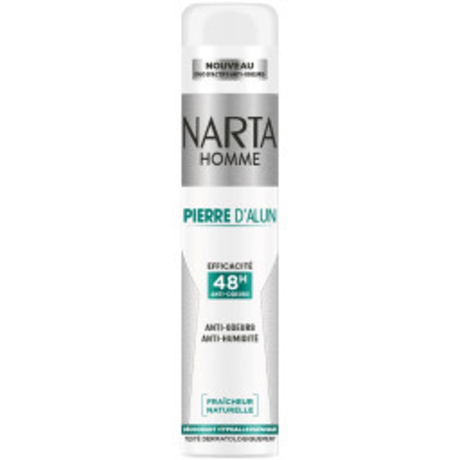 Déodorant homme Pierre d'alun 48 h, aérosol 200 ml - NARTA