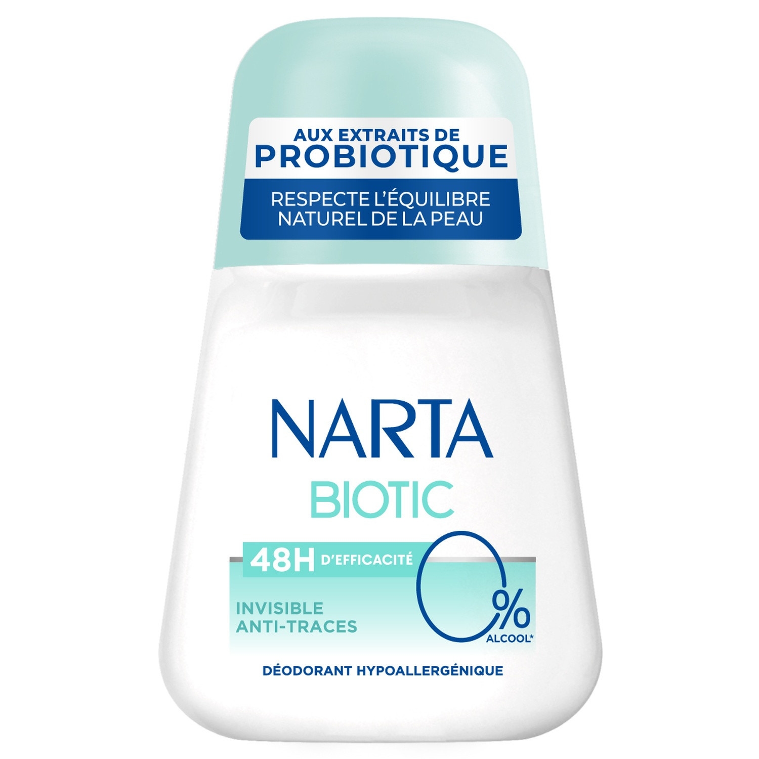 Déodorant Biotic invisible anti-traces 48 h, roll-on 50 ml - NARTA