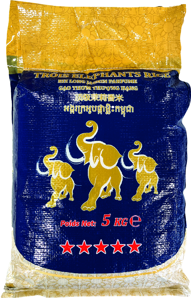 Riz Long Jasmin Parfumé 5kg - TROIS ELEPHANTS
