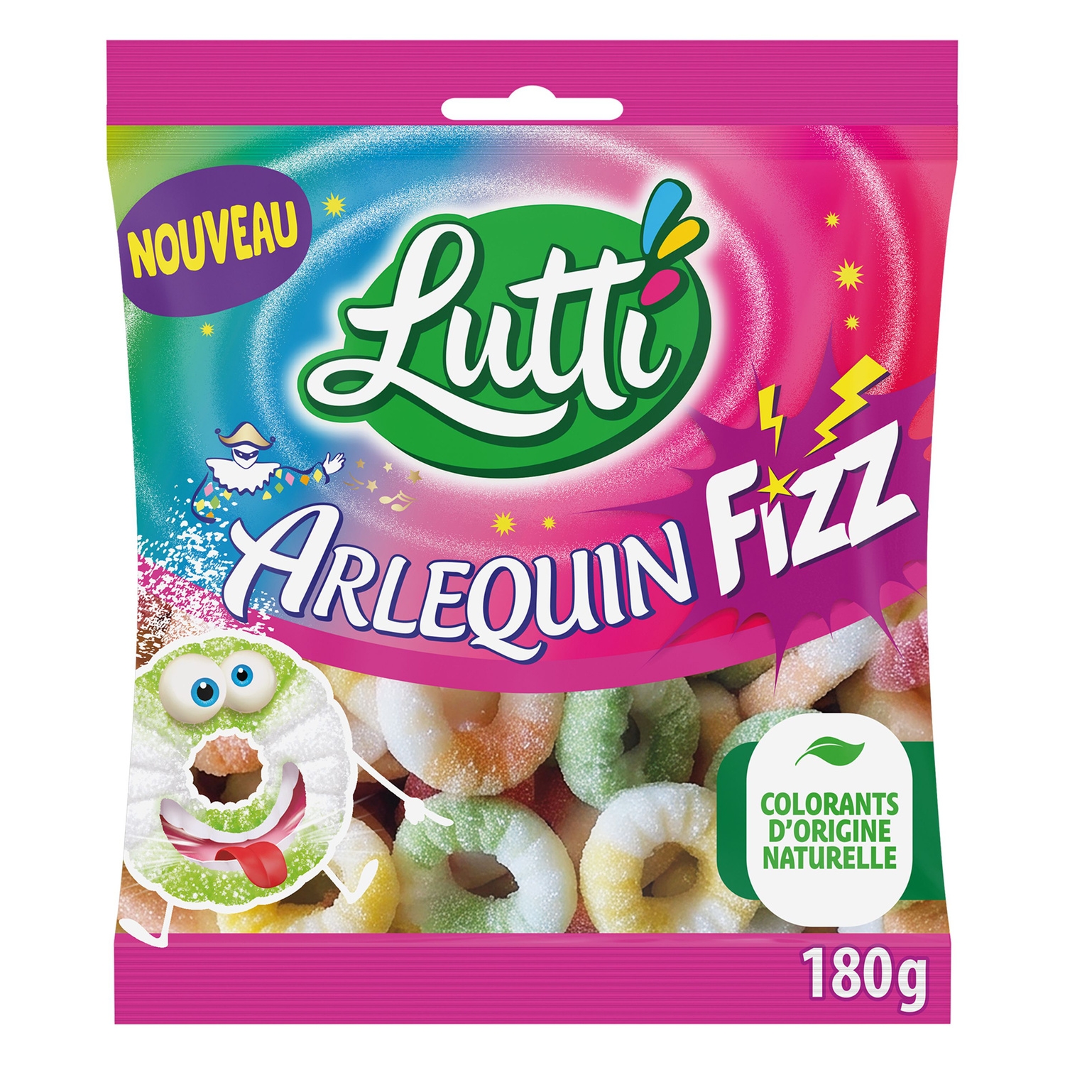 Кислые конфеты Arlequin Fizz 180 g - LUTTI