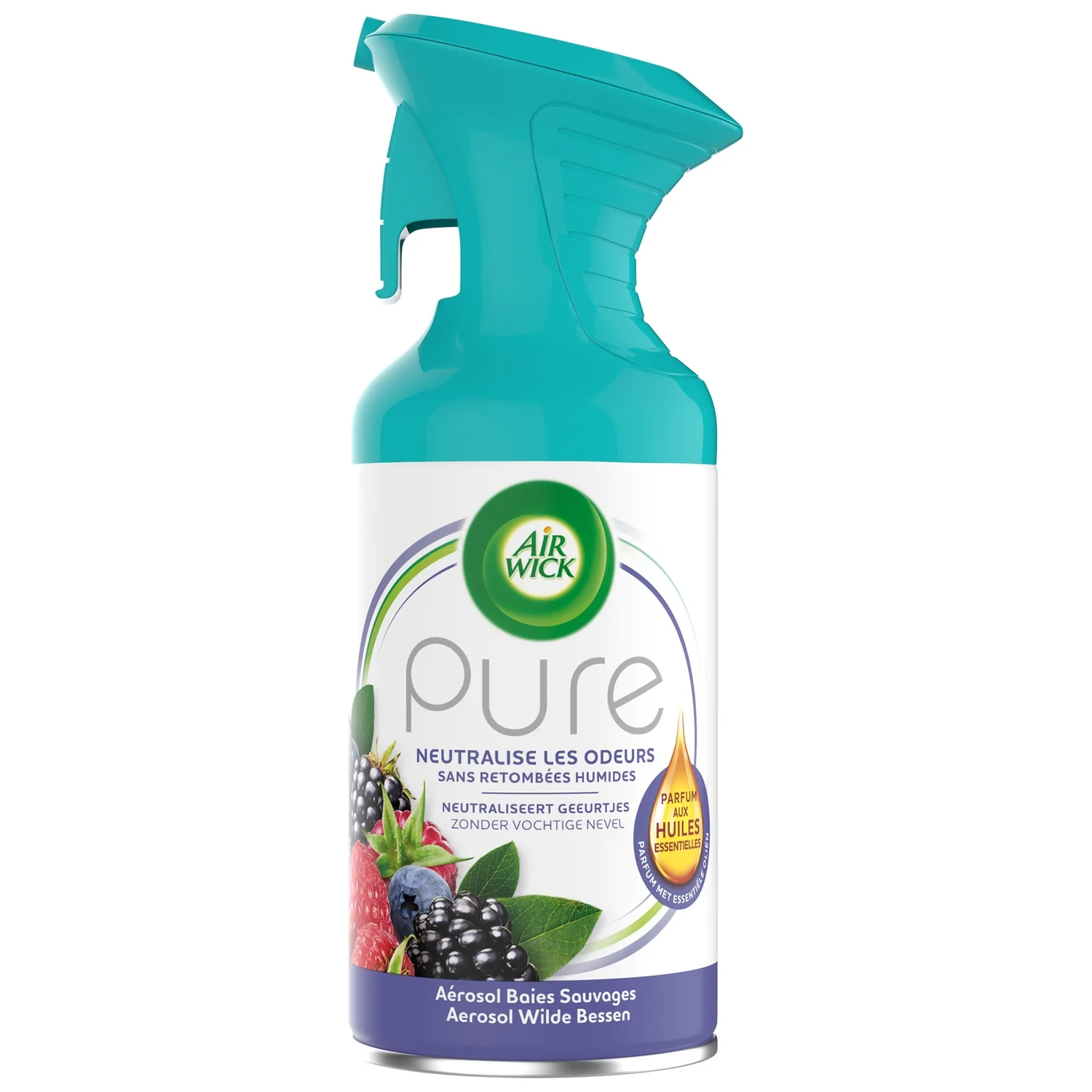 Spray Aérosol Désodorisant Pure Huiles Essentielles Baies 250ml - AIR WICK
