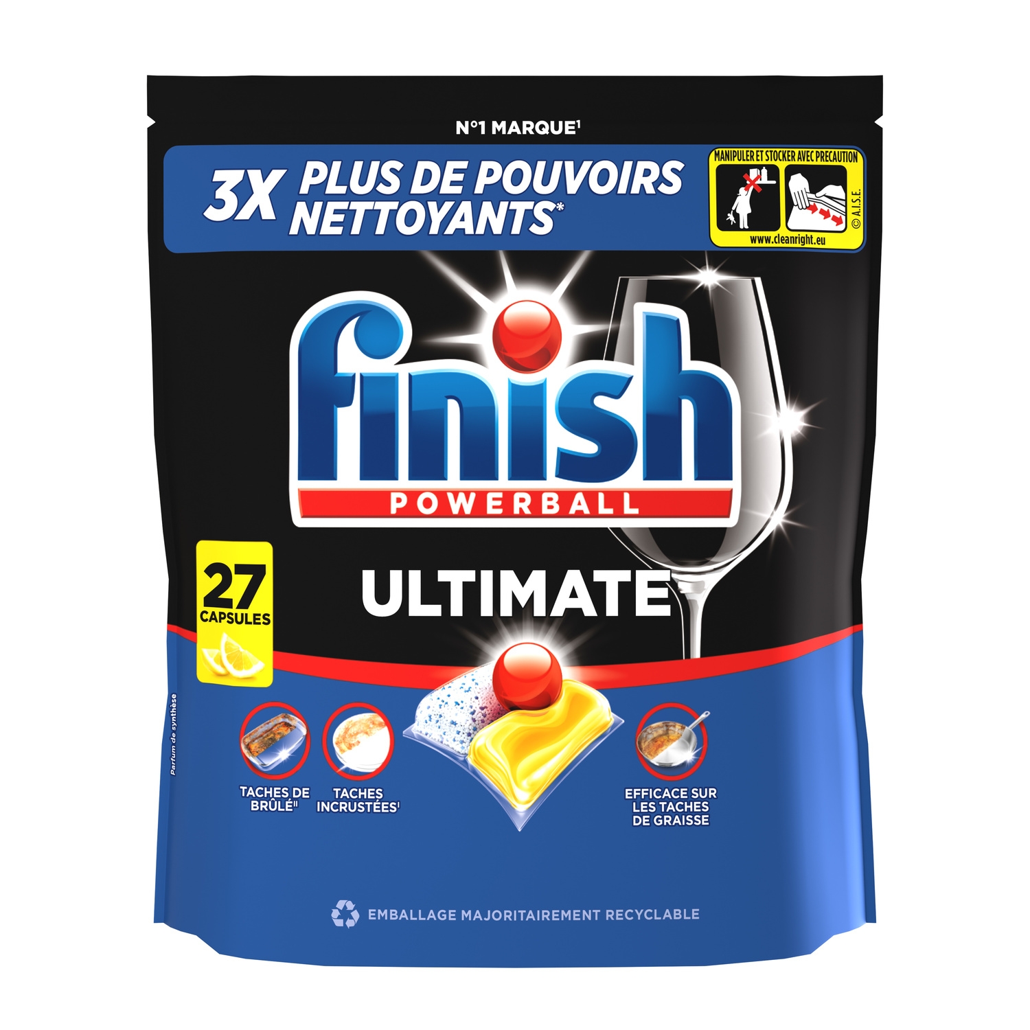 Capsules lave-vaisselle Powerball Ultimate citron x27 - FINISH
