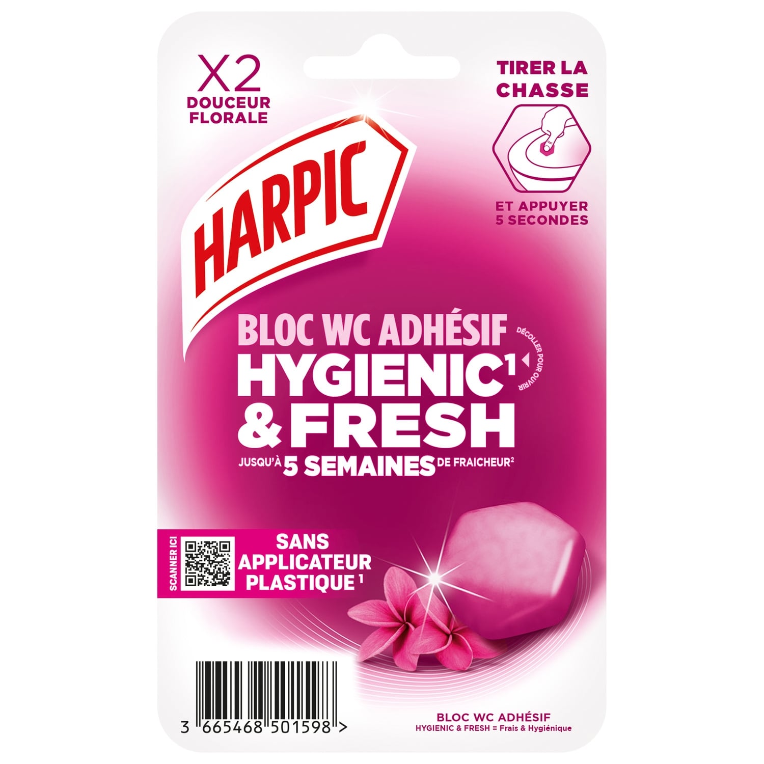 Bloc WC adhésif Hygienic & Fresh douceur florale x2 - HARPIC