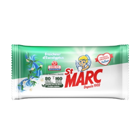 Lingettes nettoyantes fraîcheur d'eucalyptus 80 lingettes - ST MARC