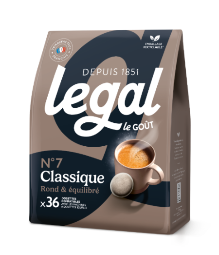 N°7 Classique 36 dosettes souples café rond et équilibré torréfaction française - LEGAL