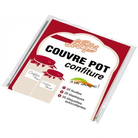 Couvre Pot Confiture 25 Feuilles Cellophane + Élastiques + Étiquettes - LE PRATIQUE