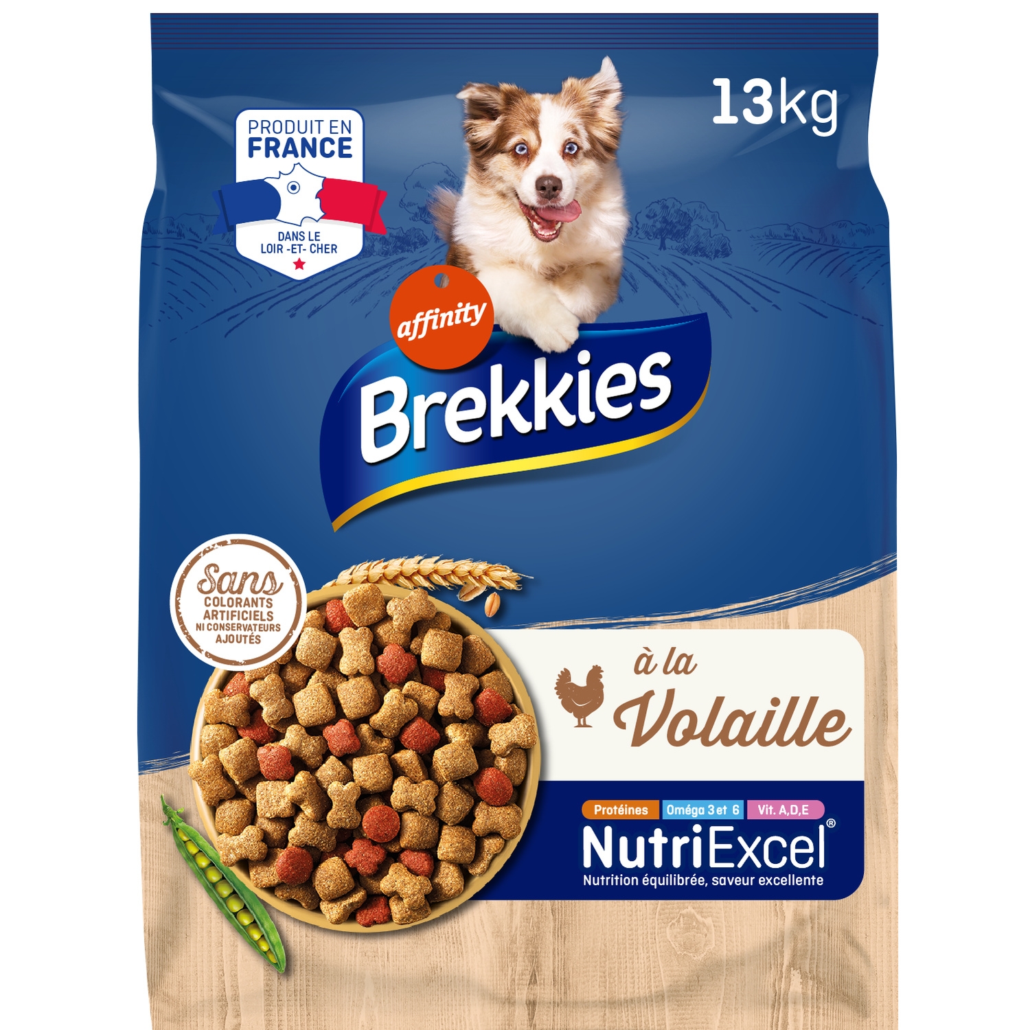 Croquettes pour Chien Adulte Volaille et Légumes Affinity 13 kg - BREKKIES