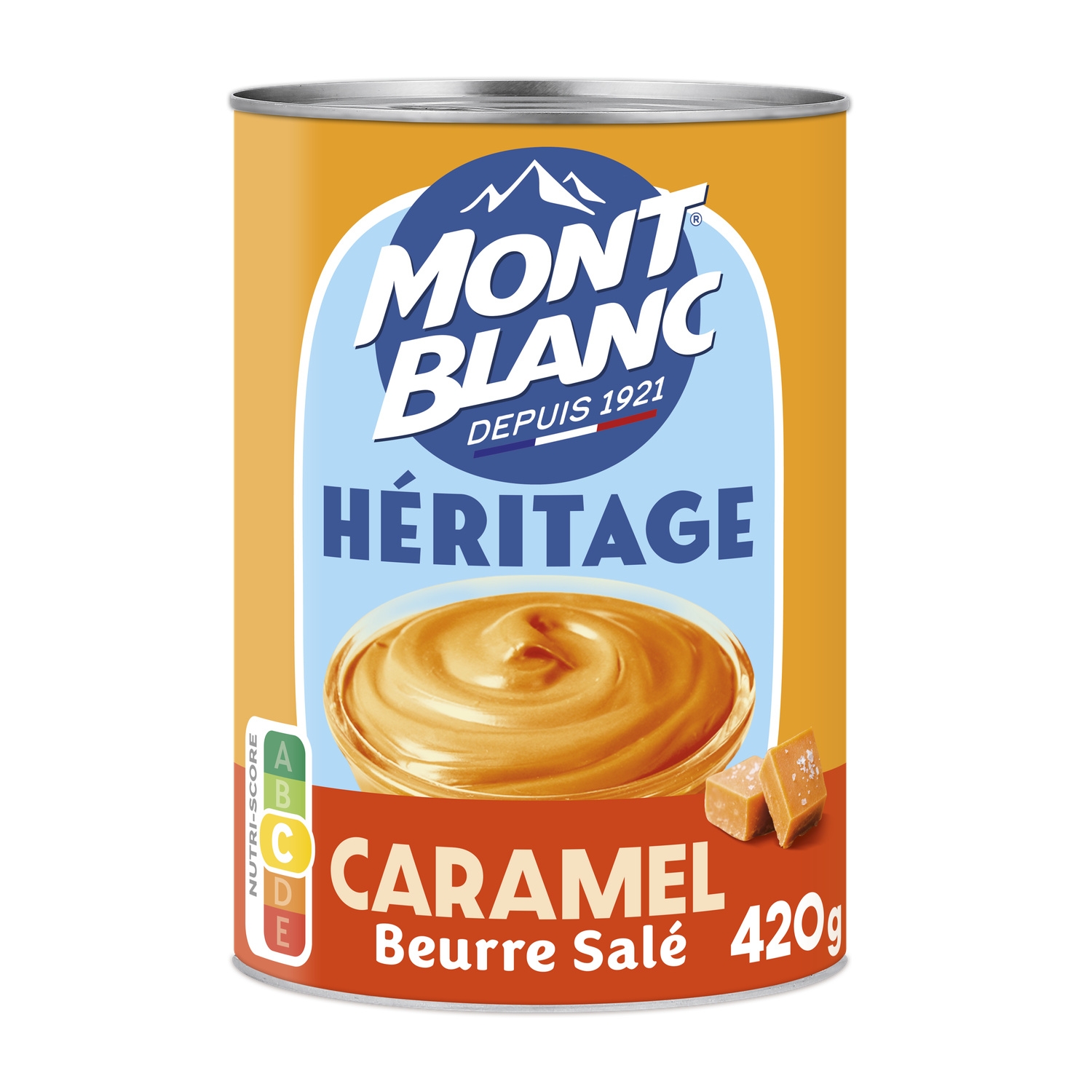 Crème dessert caramel beurre salé Héritage 420 g - MONT BLANC