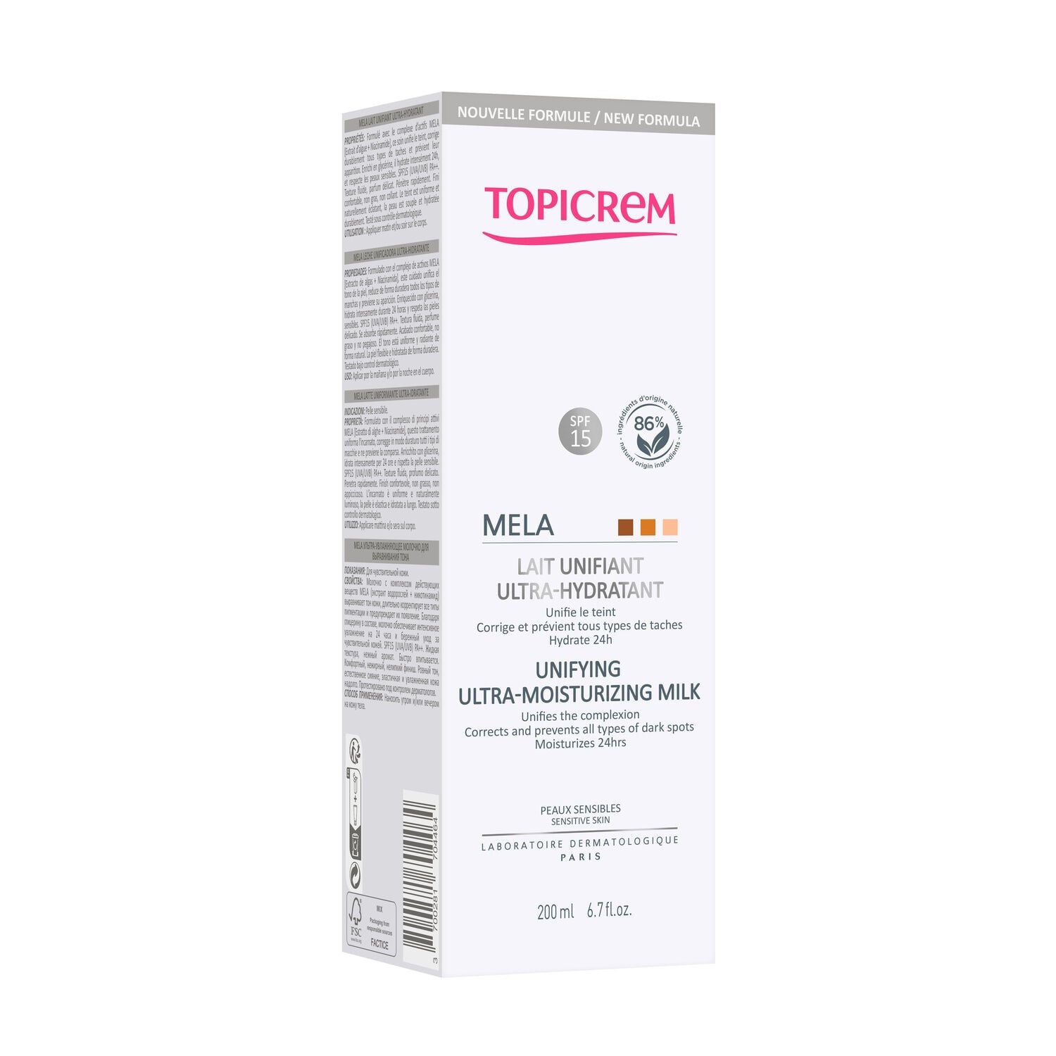 MELA Lait Unifiant Ultra-Hydratant 200 ml - TOPICREM
