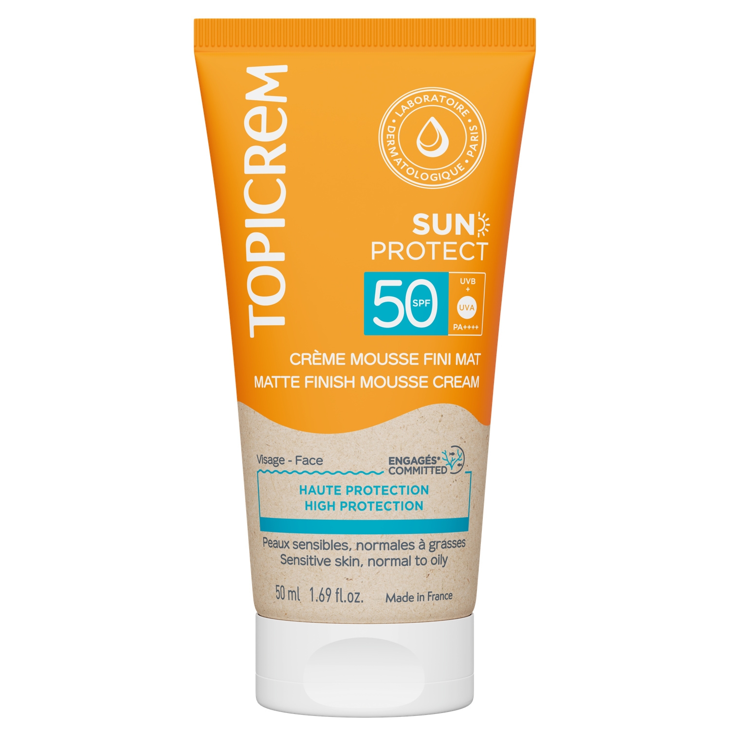 SUN PROTECT Crème Mousse Fini Mat SPF 50+ 50 ml - TOPICREM