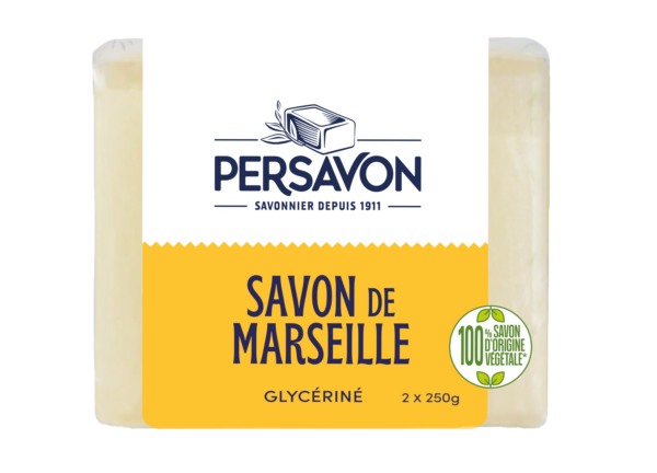 Savon Ménager au Savon de Marseille pour Linge et Surfaces Glycériné 2x250g - PERSAVON