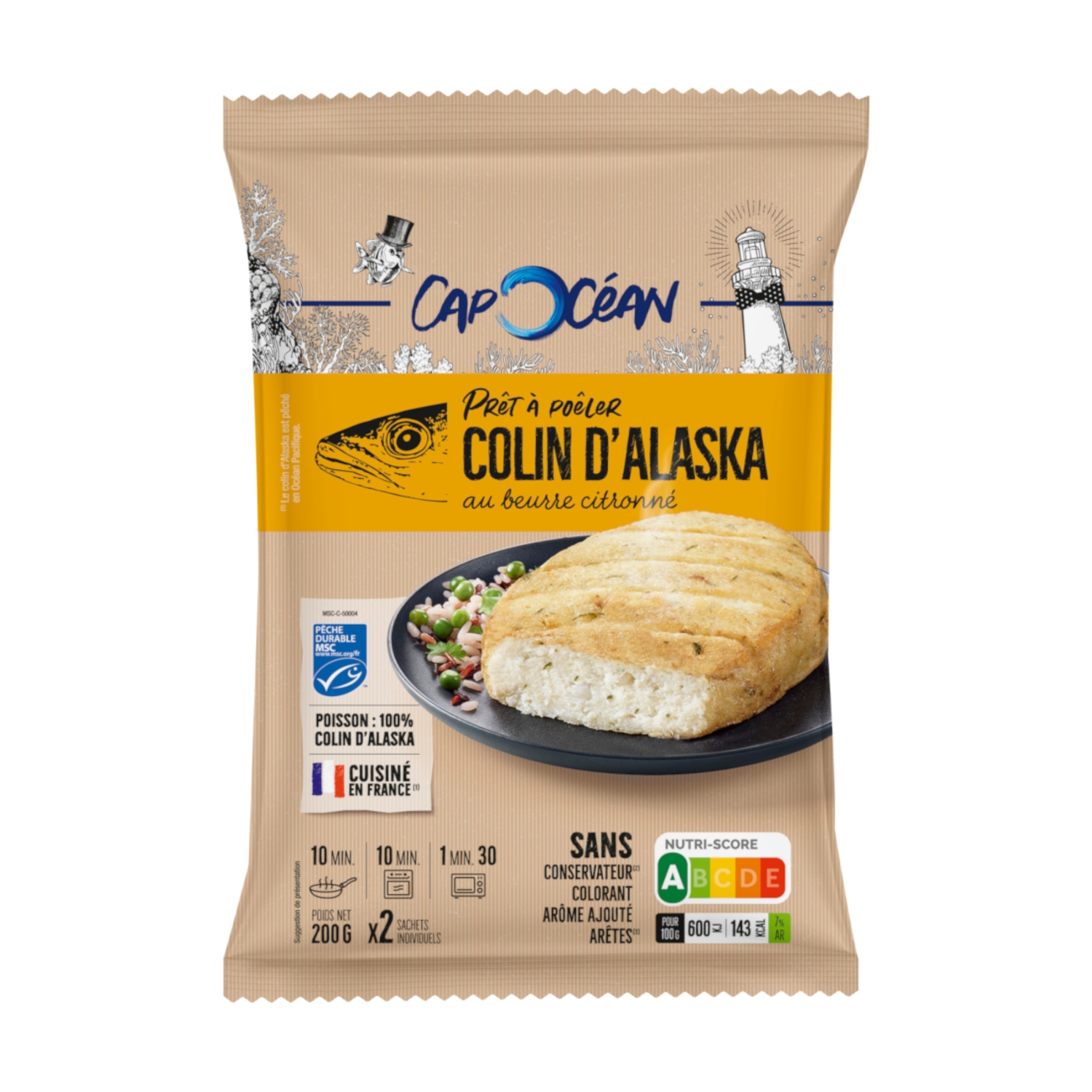 Colin d'Alaska au beurre citronné 200 g - CAP OCéAN