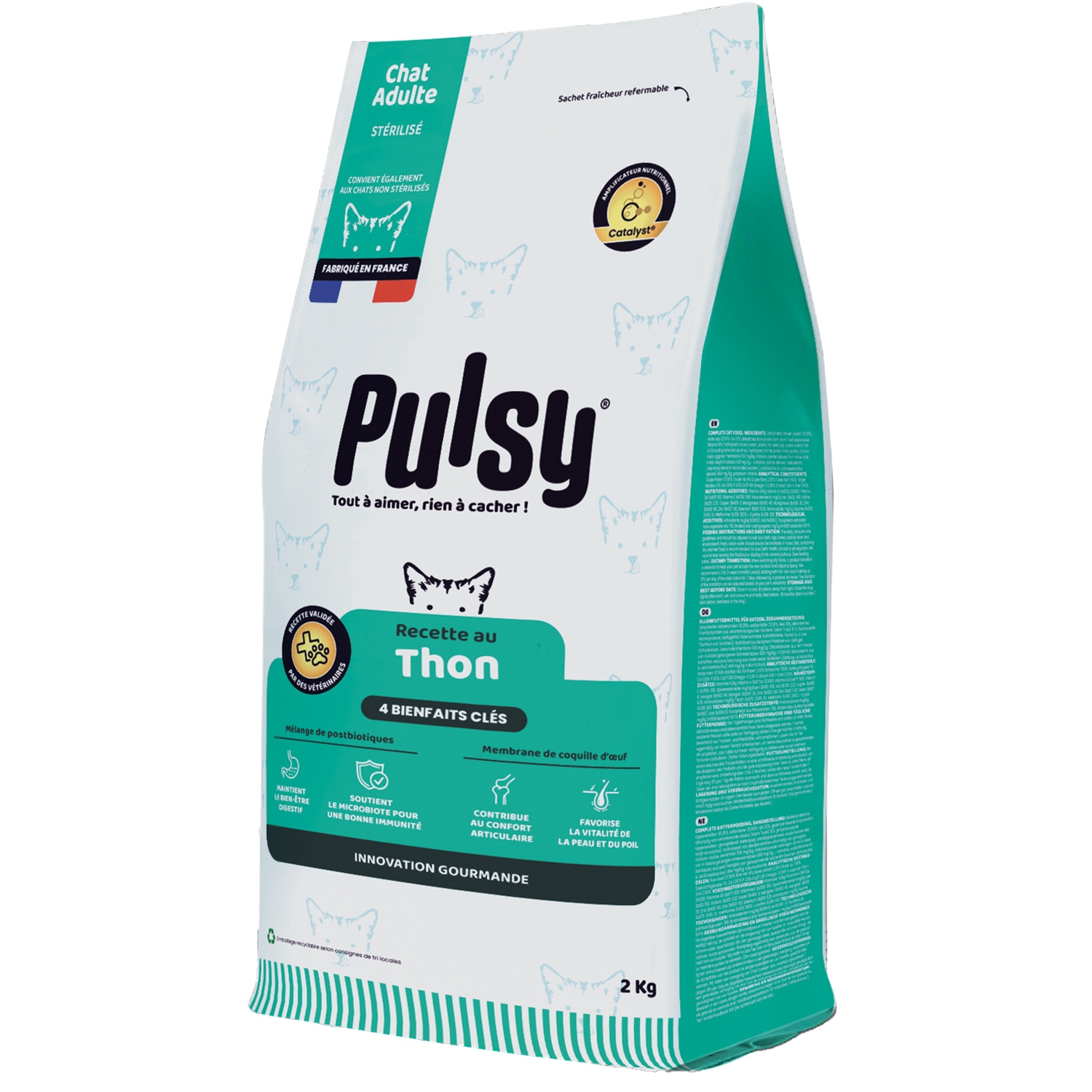Croquettes pour chat adulte stérilisé au thon 2 kg - PULSY