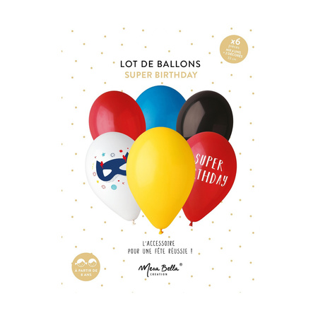 6 Ballons 33cm Super Birthday