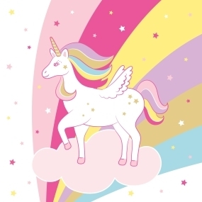 20 Serviettes 33x33cm Licorne Rainbo