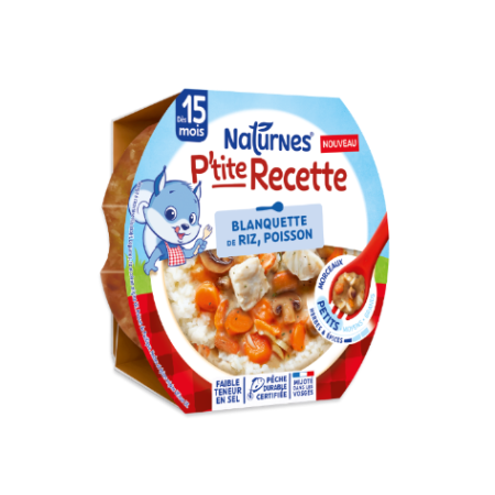 P'tite Recette blanquette de riz et poisson pêche durable certifiée dès 15 mois morceaux petits 250 g - NATURNES