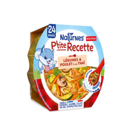 P'tite Recette légumes et poulet à la thaï dès 24 mois morceaux grands 250 g - NATURNES