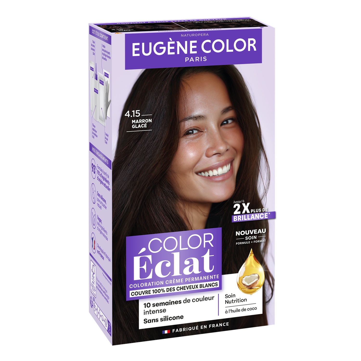 Coloration permanente Color Eclat 4.15 marron glacé - EUGENE COLOR