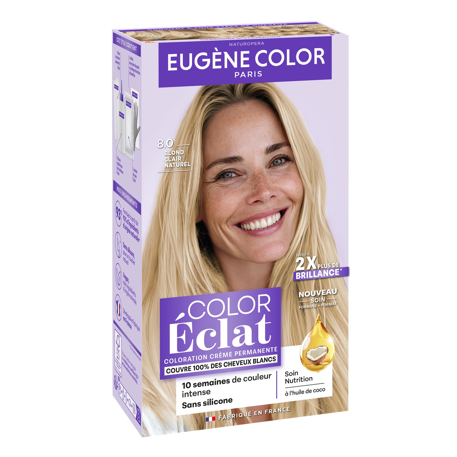 Coloration permanente Color Eclat 8.0 blond clair naturel - EUGENE COLOR