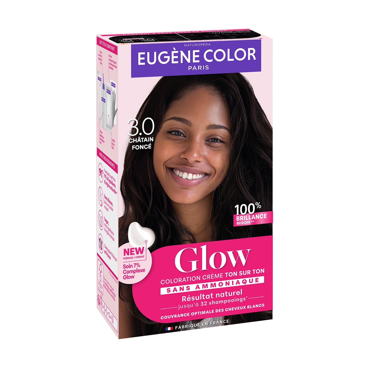 Coloration ton sur ton Glow 3.0 châtain foncé sans ammoniaque - EUGENE COLOR