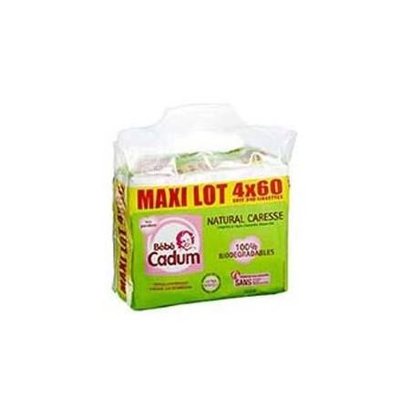 Baby-Feuchttücher Natural Caresse 4 x 60-er Pack - CADUM