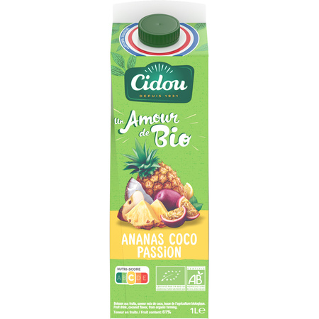 Nectar bio ananas, coco et passion 8x1L - CIDOU