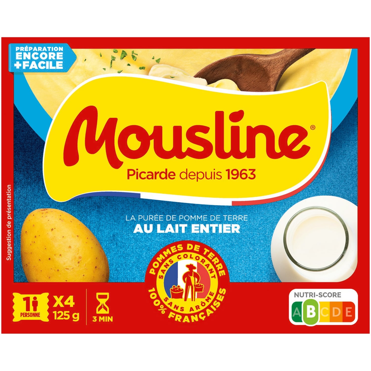 Purée de pomme de terre au lait entier 4 sachets 125 g - MOUSLINE