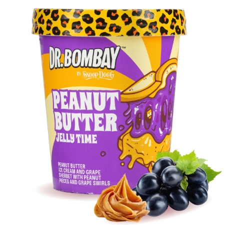 Crème glacée beurre de cacahuète & sorbet raisin Peanut Butter Jelly Time 295 g - DR BOMBAY