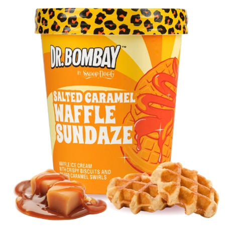 Crème glacée gaufre, biscuits croustillants & caramel salé Salted Caramel Waffle Sundaze 295 g - DR BOMBAY