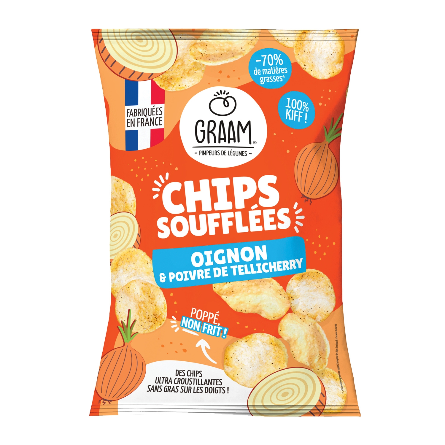 Chips soufflées oignon et poivre de Tellicherry 60g - GRAAM
