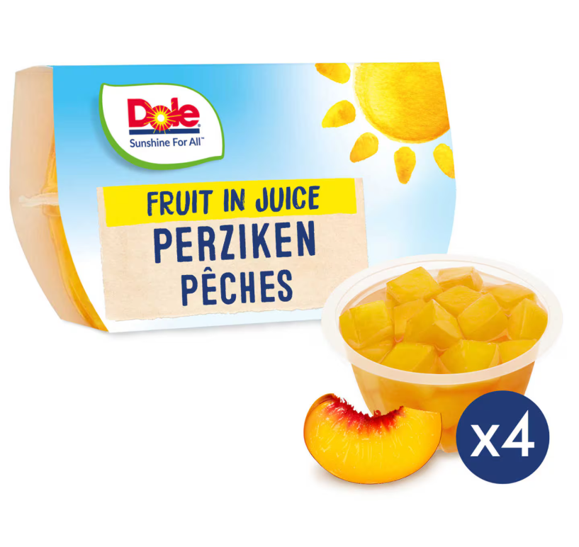 Pêches au jus, coupelles 4 x 113 g - DOLE