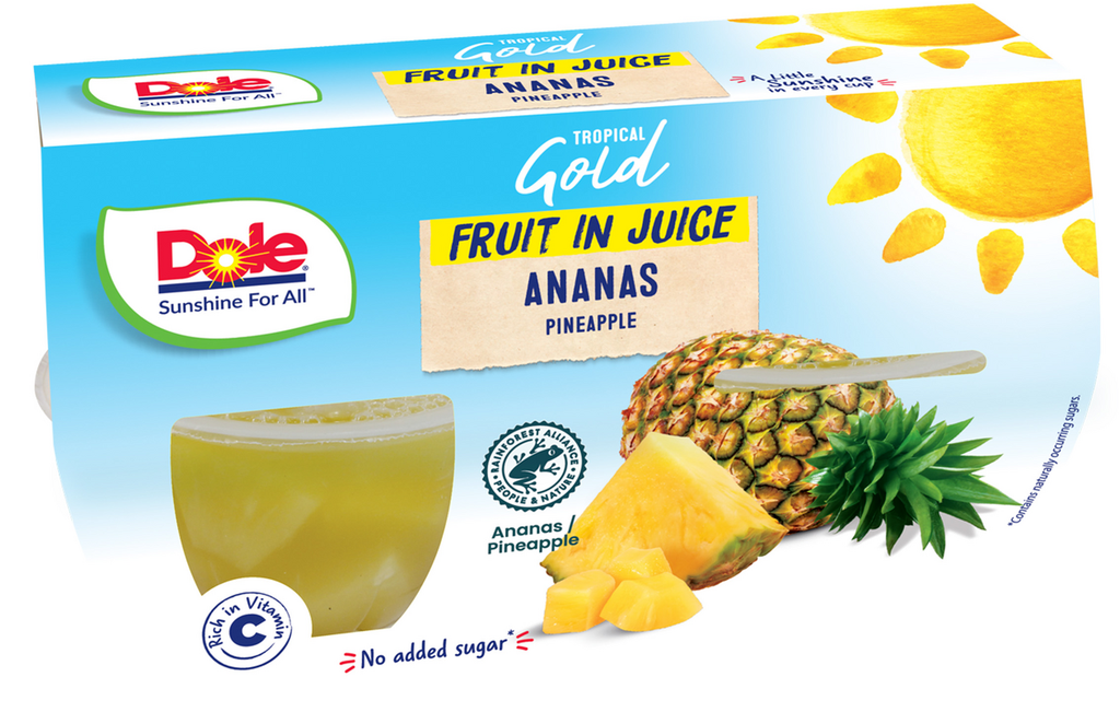 Ananas au jus, coupelles 4 x 113 g - DOLE