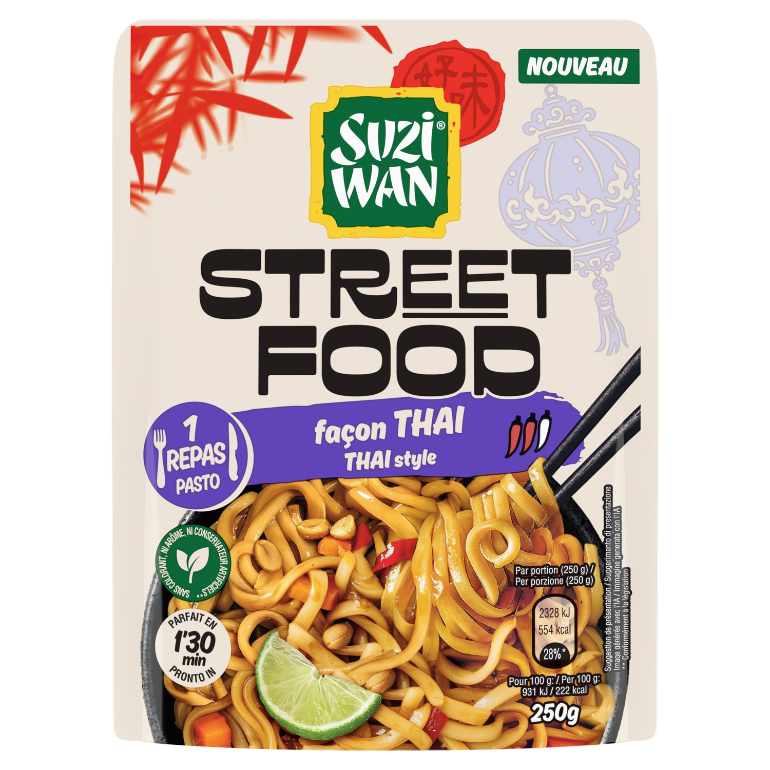 Nouilles préparées Street Food façon thaï 250 g - SUZI WAN