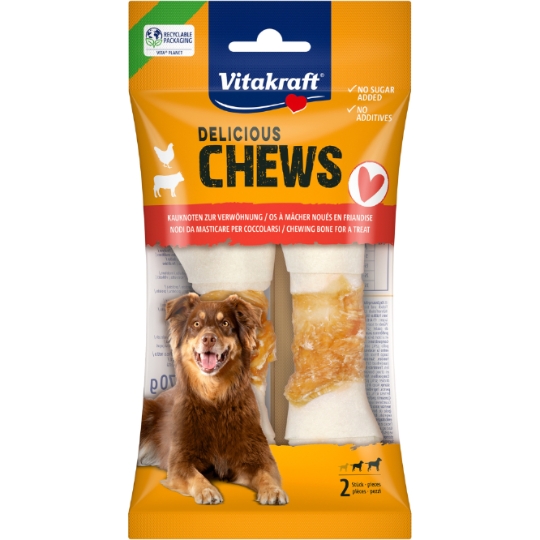 犬用 Delicious Chews チキン風味 結び目ボーン x2 - VITAKRAFT