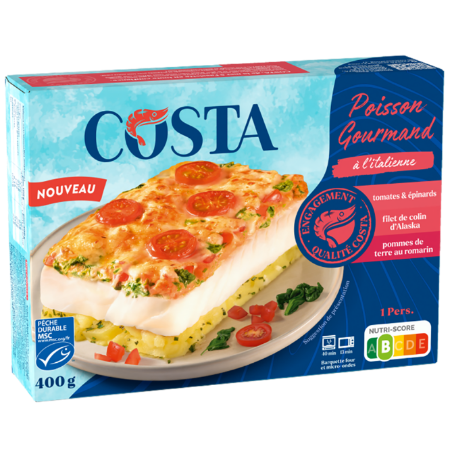 Merluzzo dell'Alaska MSC all'italiana, pomodori, spinaci e patate al rosmarino 400 g - COSTA
