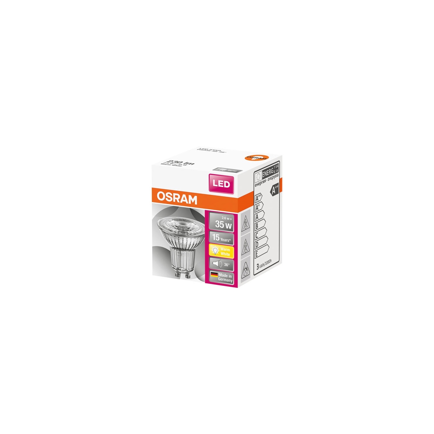 Spot Par16 Led36 Verre 2.6w Gu10 Chd B Osram - 4058075233263 - OSRAM