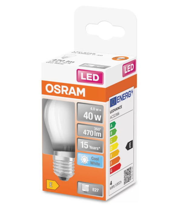 Lampadina LED sferica satinata 4 W E27, bianco freddo - OSRAM
