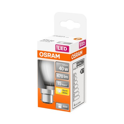 Lampadina LED sfera satinata 4 W B22, bianco caldo - OSRAM