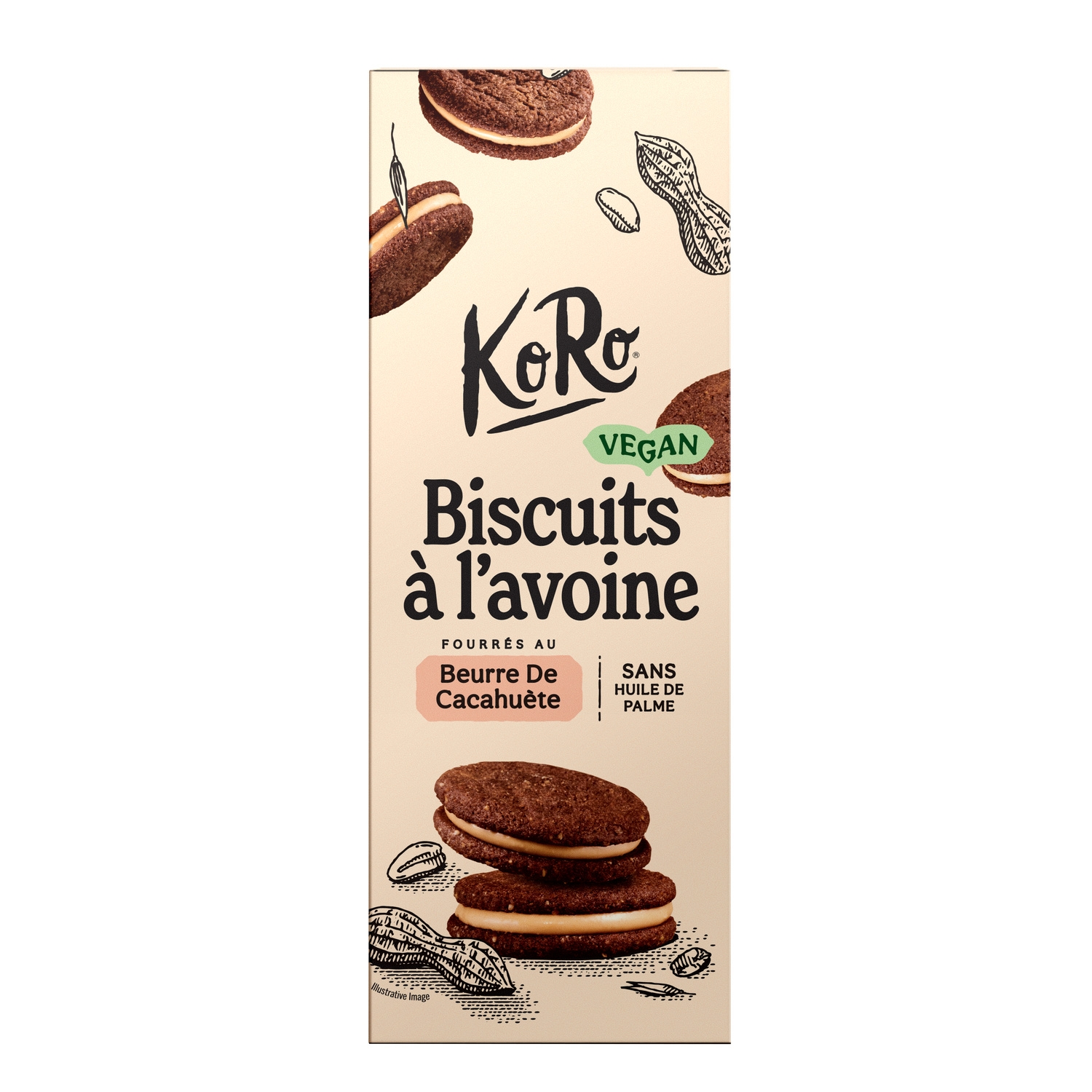 Biscuits à l'avoine vegan fourrés au beurre de cacahuète 180 g - KORO