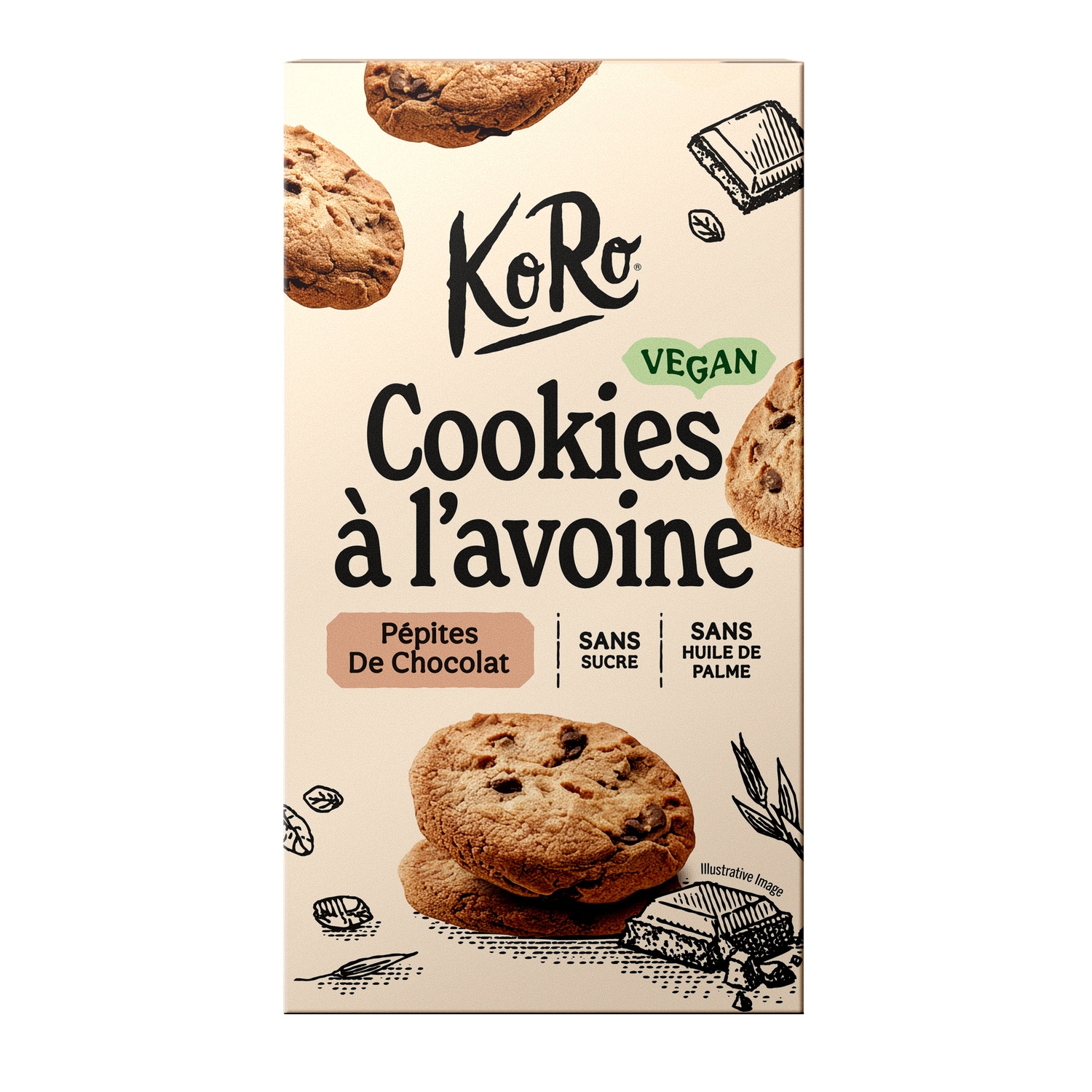 Cookies vegan à l'avoine aux pépites de chocolat, 200 g - KORO