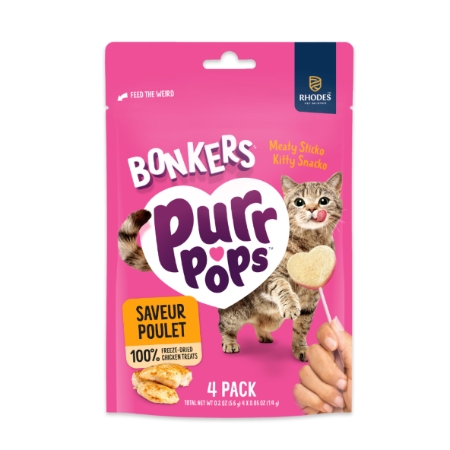 Purr Pops sucettes pour chat 100% poulet lyophilisé pack de 4 - BONKERS