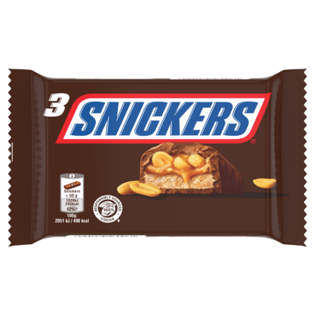 Barres chocolatées cacahuètes et caramel lot de 3 x 50 g - SNICKERS